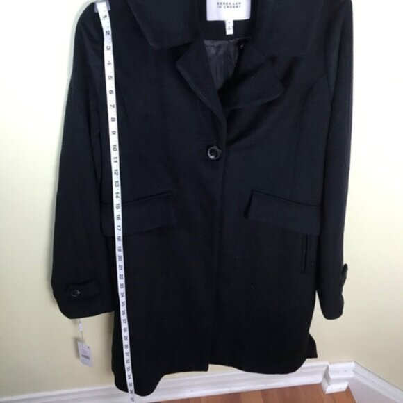 DEREK LAM 10 CROSBY New Minimalist Wool Coat Faux Fur Trim Oversized Pockets XL - Picture 14 of 16